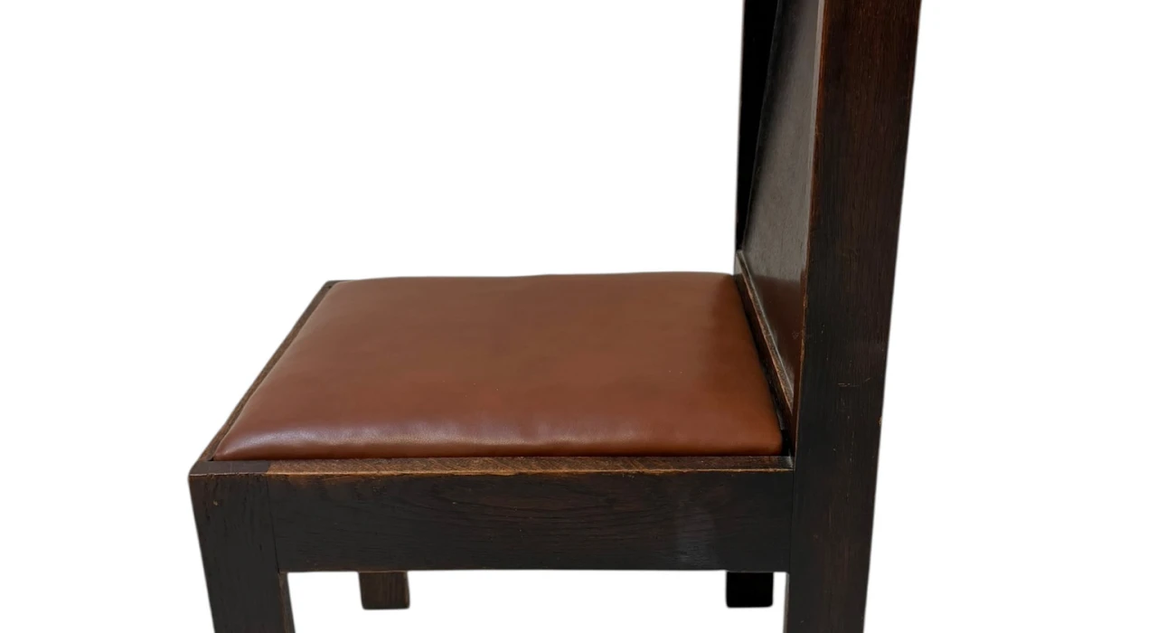 Art Deco Modernist Side Chair with Leather Seat, 1930s